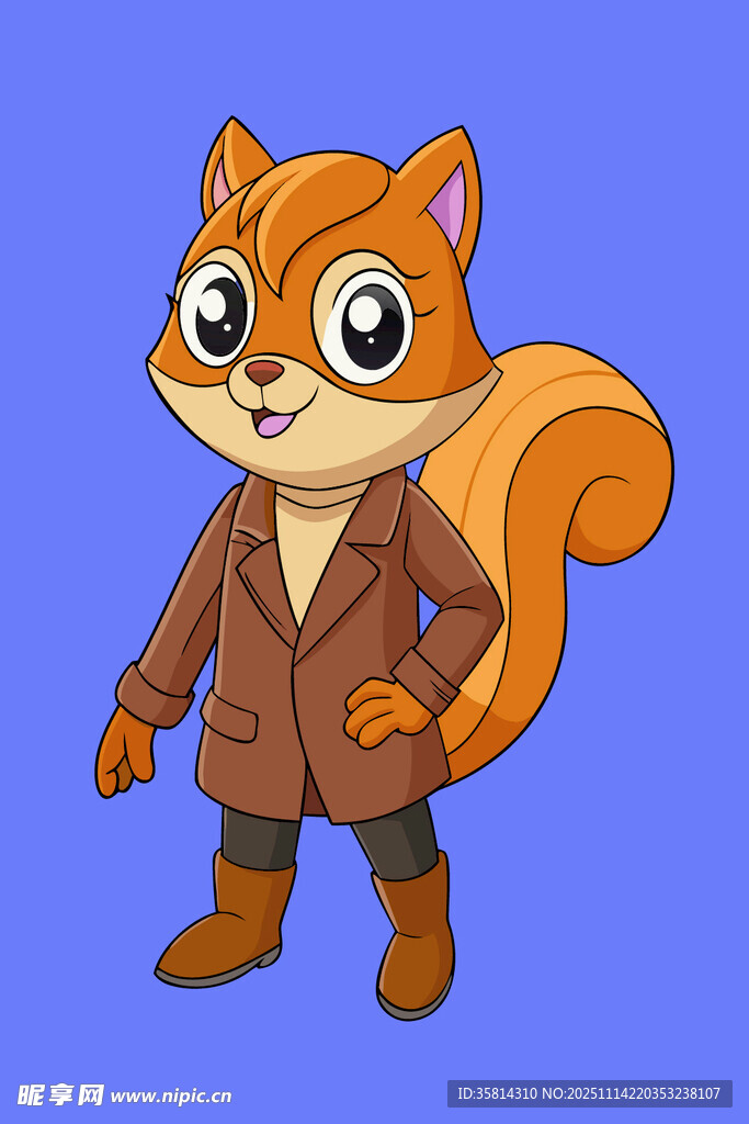 穿风衣的可爱松鼠形象