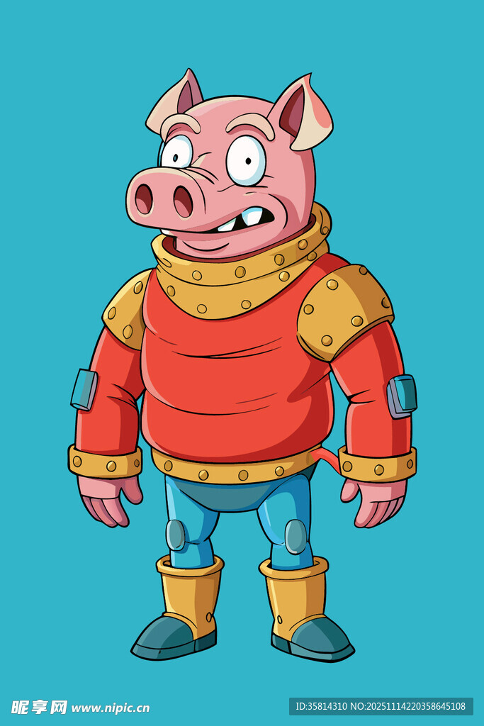 卡通小猪穿着时尚服装