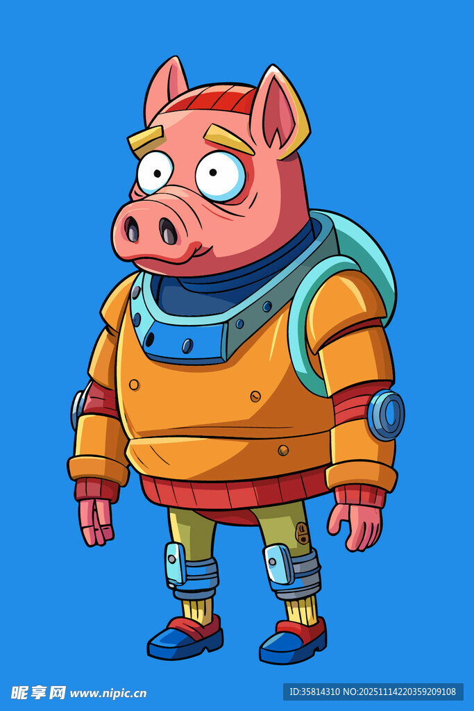 卡通小猪宇航员形象