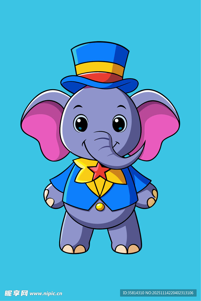 戴礼帽的可爱小象
