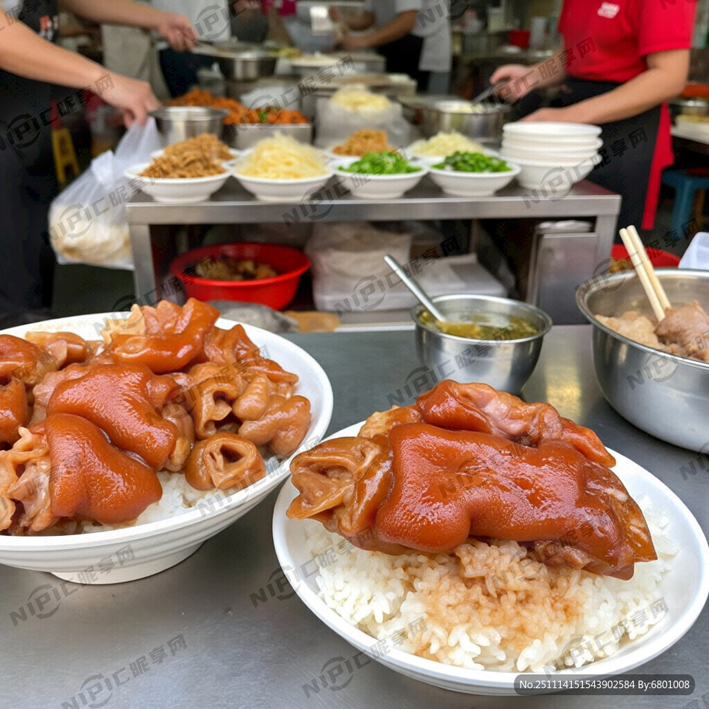 小吃摊 来一碗猪脚饭 脚猪