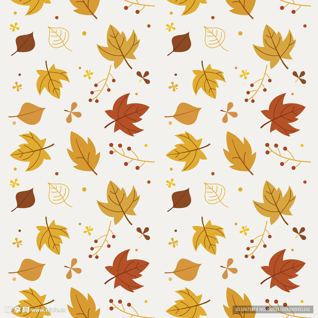 秋季落叶无缝图案背景