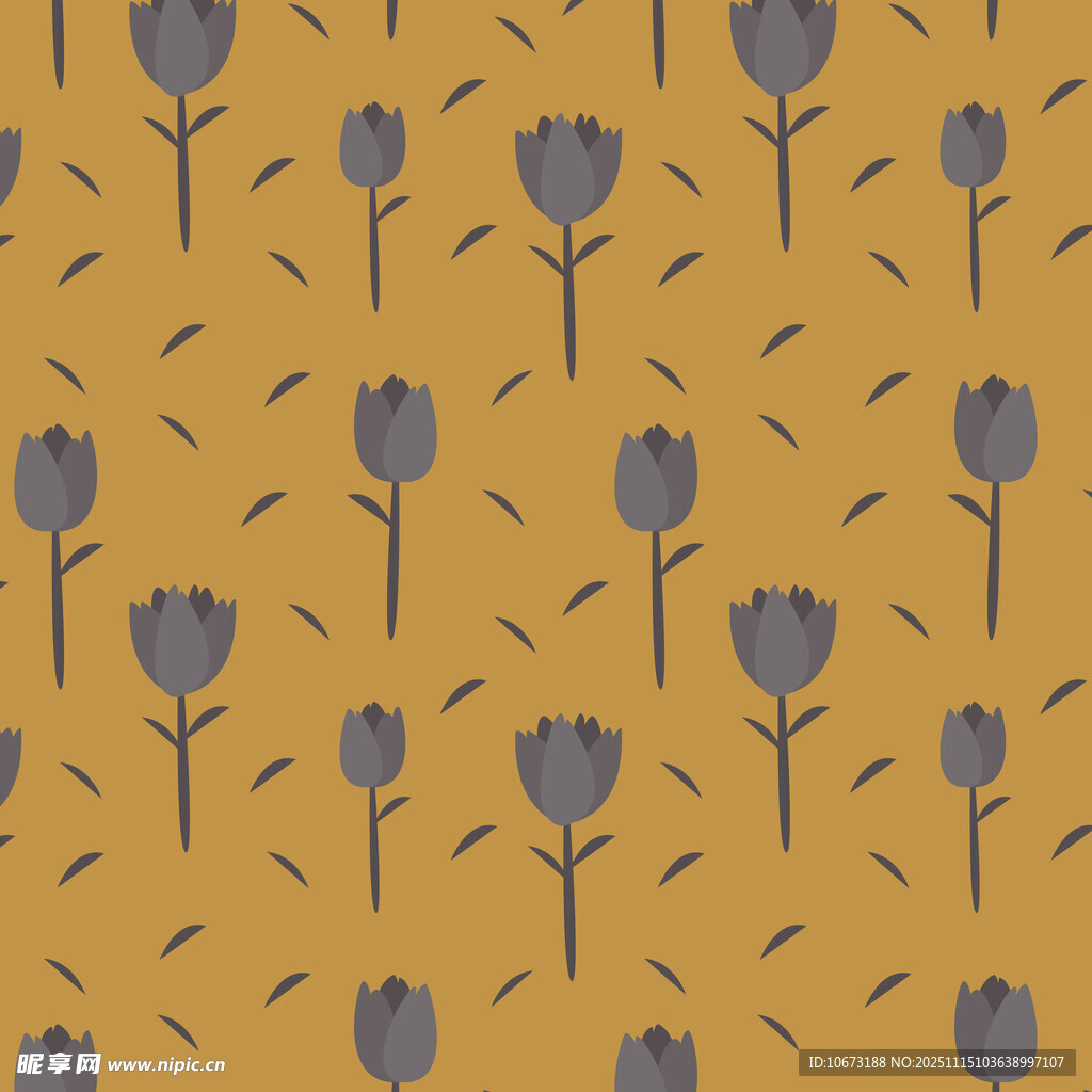 黄色背景紫色花朵图案