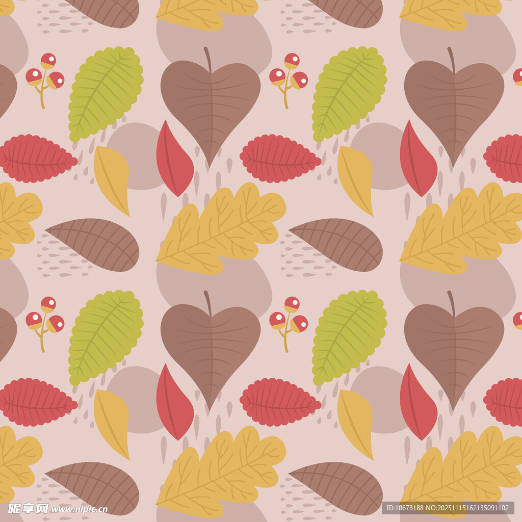 秋季心形树叶图案背景