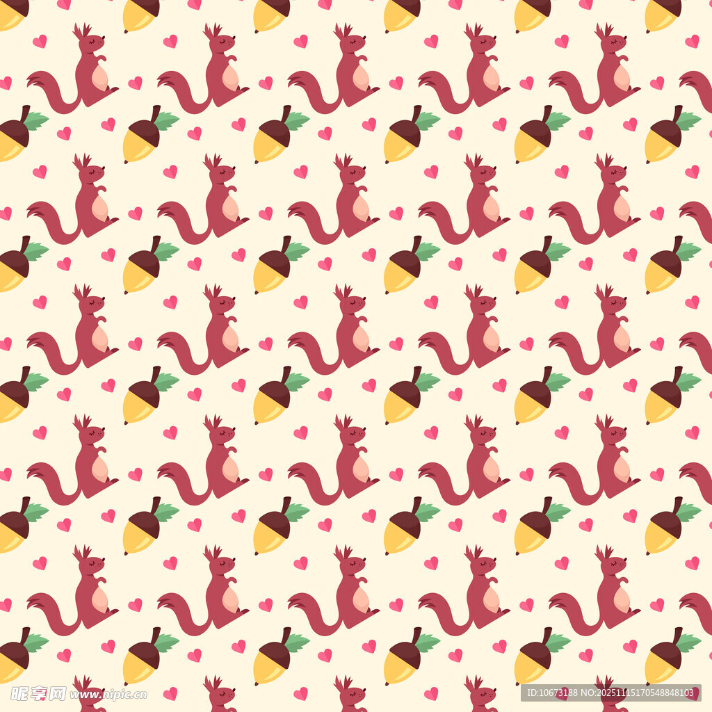 松鼠图案的可爱背景纹理