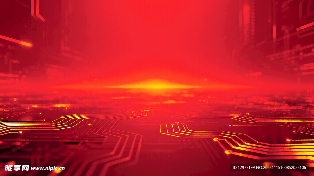 红色科技风电路板背景图
