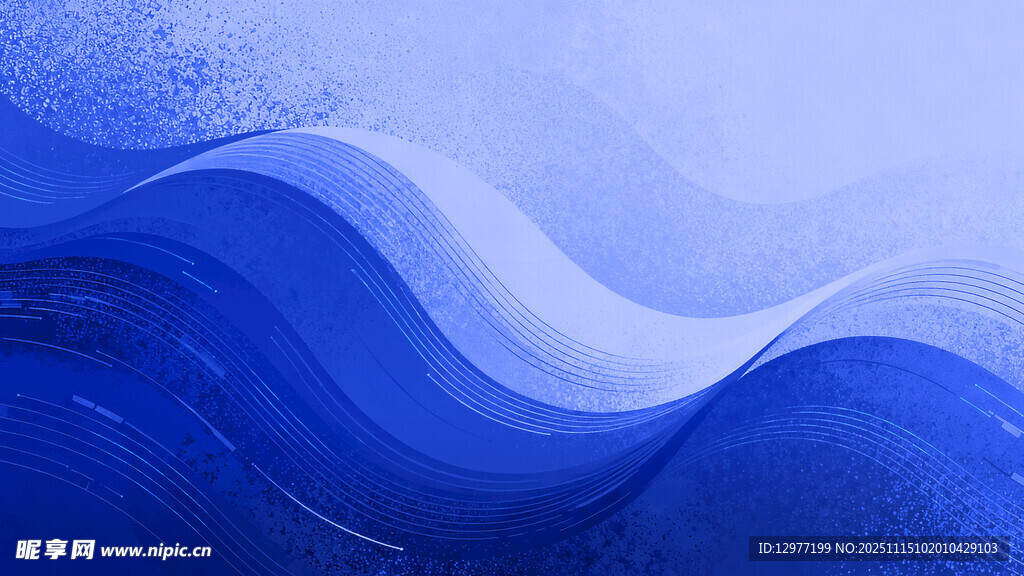 蓝色波浪抽象背景图案