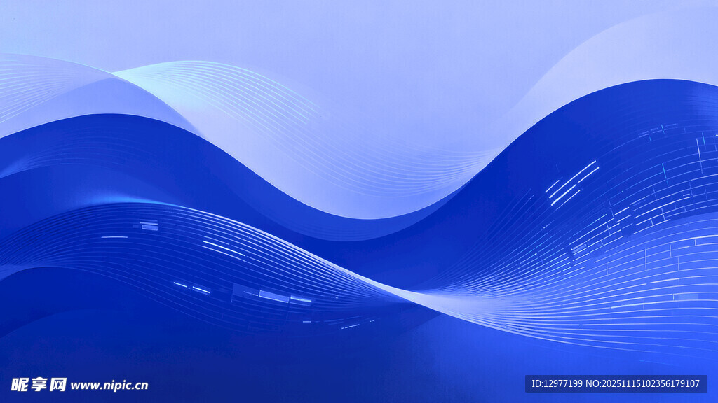 蓝色波浪抽象背景图