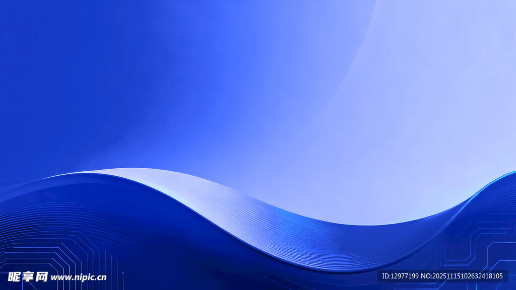 蓝色渐变波浪抽象背景图