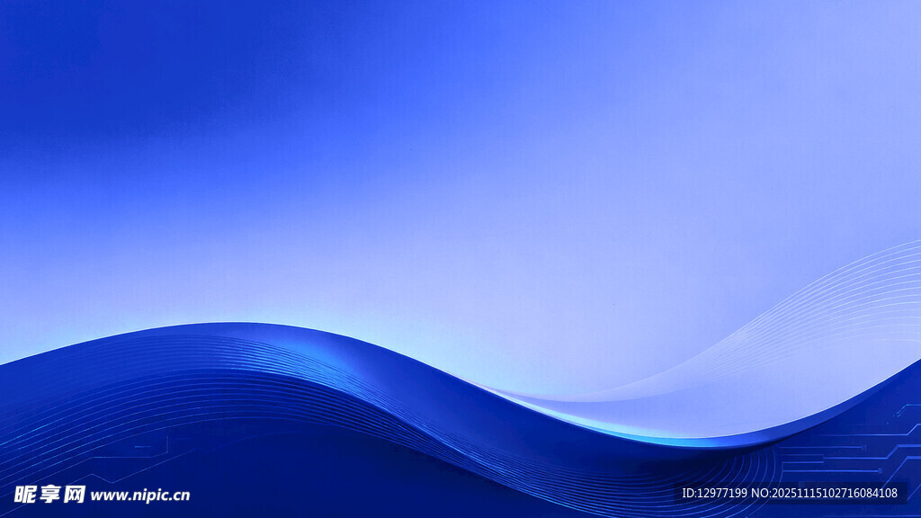 蓝色波浪抽象风景画面