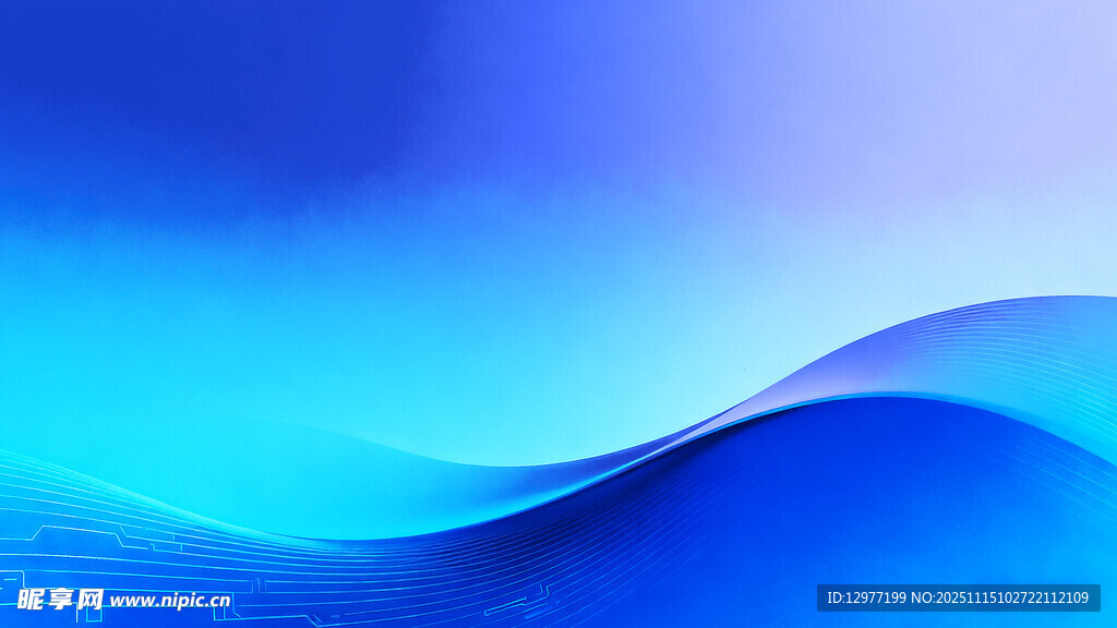 蓝色渐变波浪抽象背景图