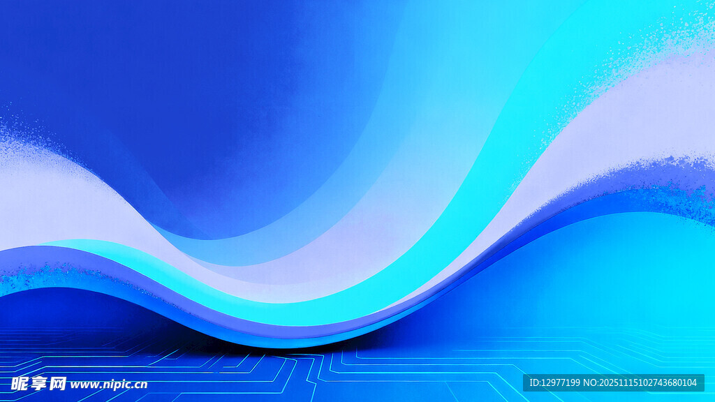 蓝色渐变波浪抽象背景图