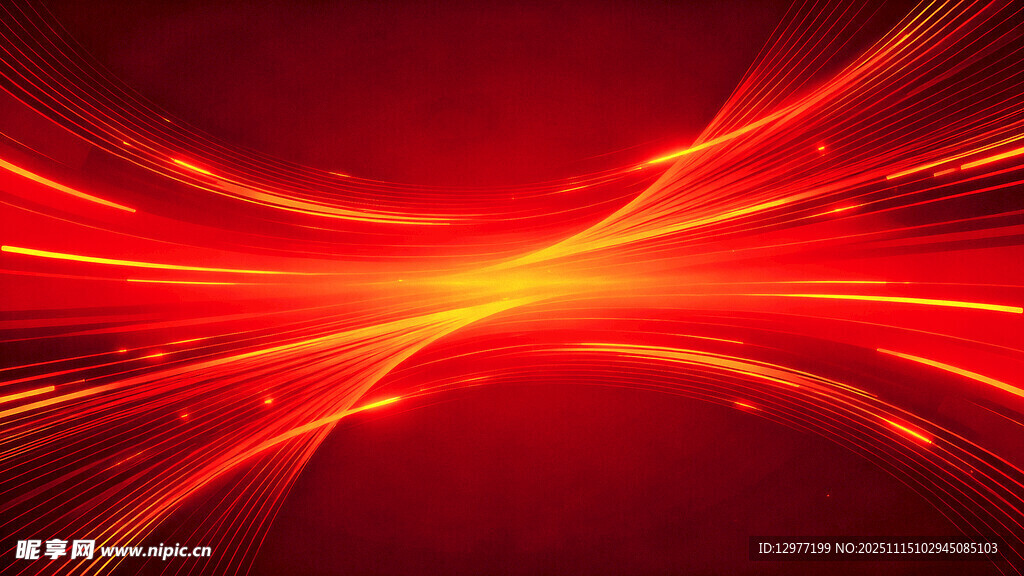 红色炫光动感线条背景图