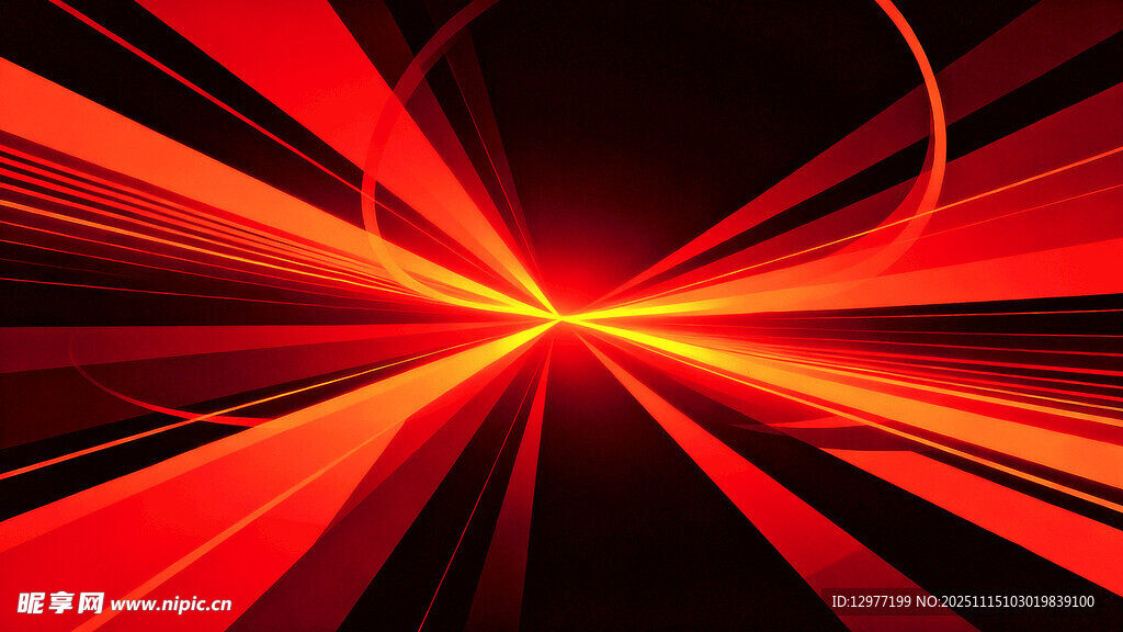 炫彩红色光线放射背景图