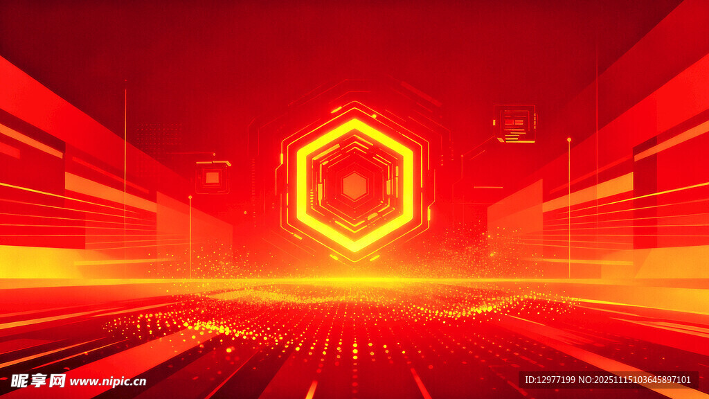 未来感红色科技光影场景