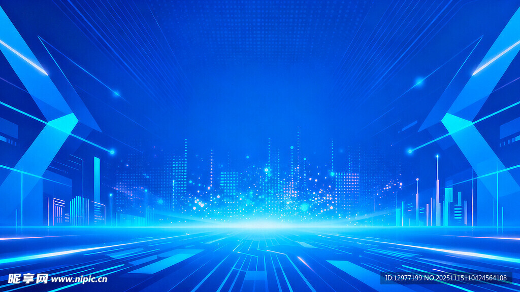 科技感蓝色未来城市场景