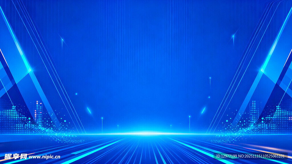 蓝色科技风未来感道路场景