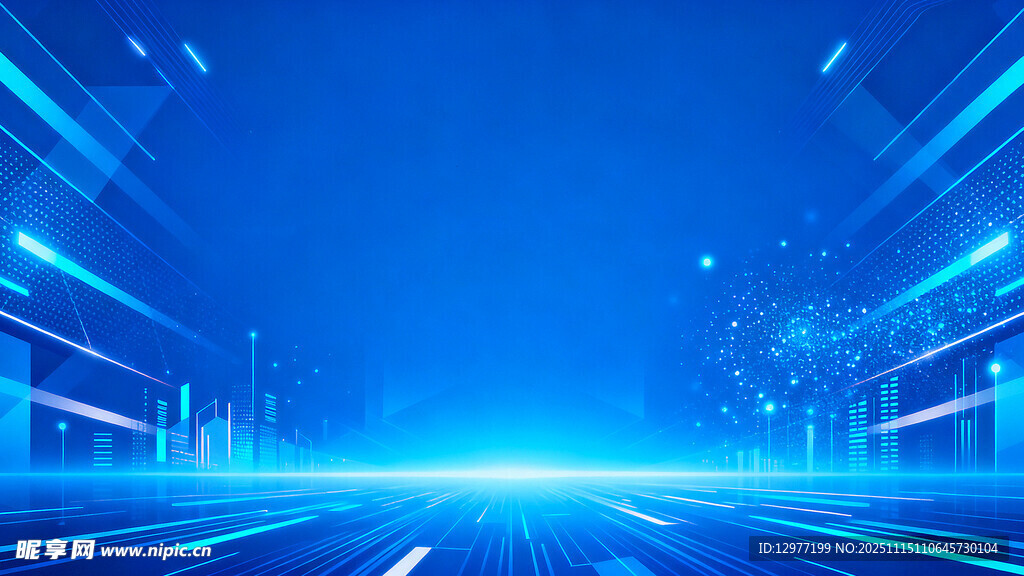 科技感蓝色未来道路场景