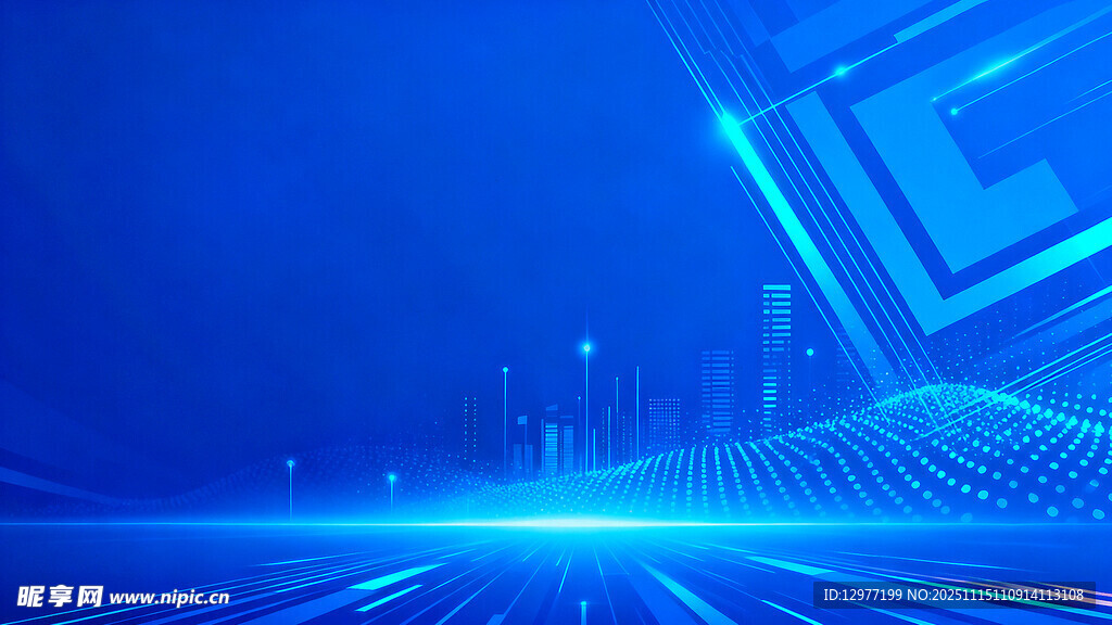 蓝色科技感未来场景画面