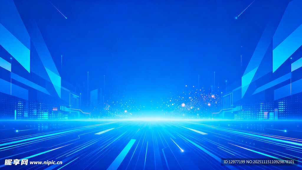 蓝色科技感未来场景画面