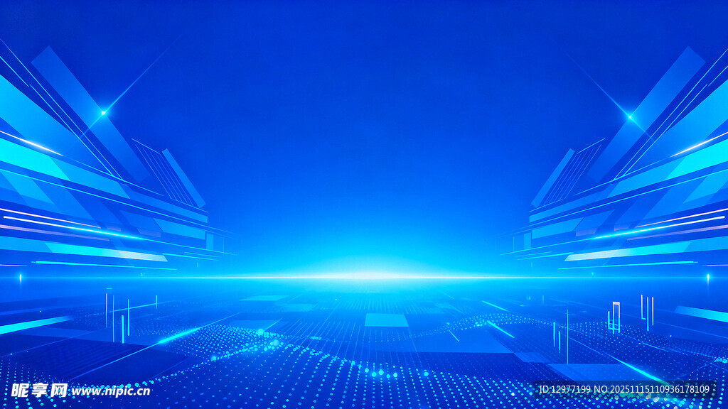 科技感蓝色未来城市背景