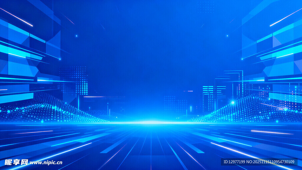 科技感蓝色未来城市背景