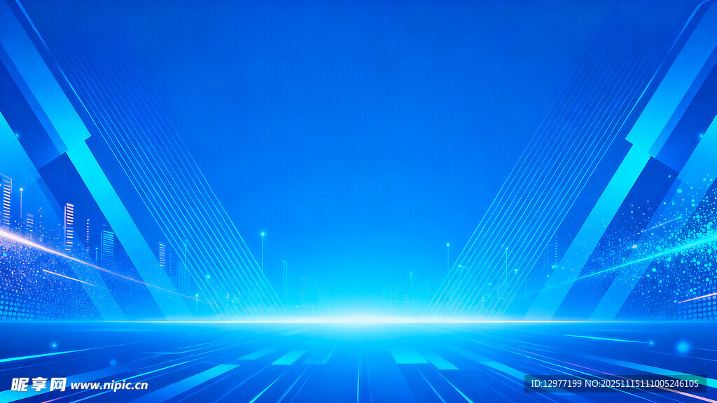 蓝色科技感未来光线背景