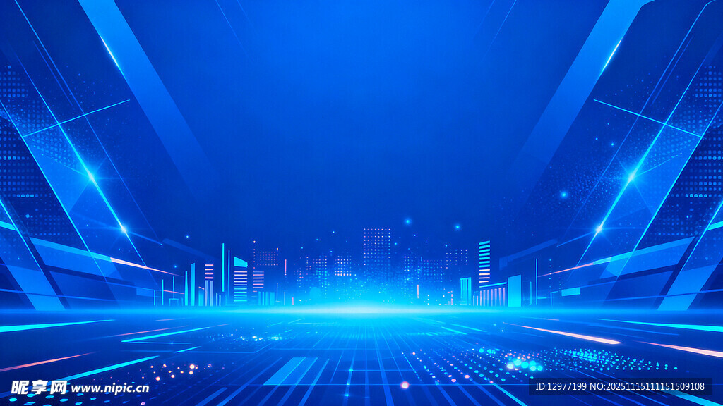 科技感蓝色未来城市背景