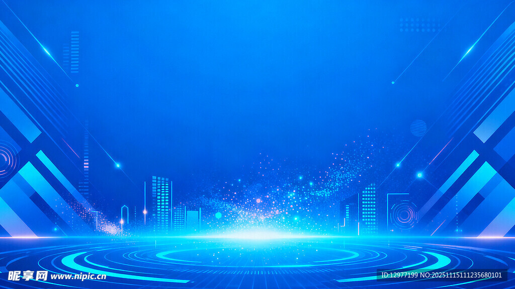 蓝色科技风未来感舞台背景