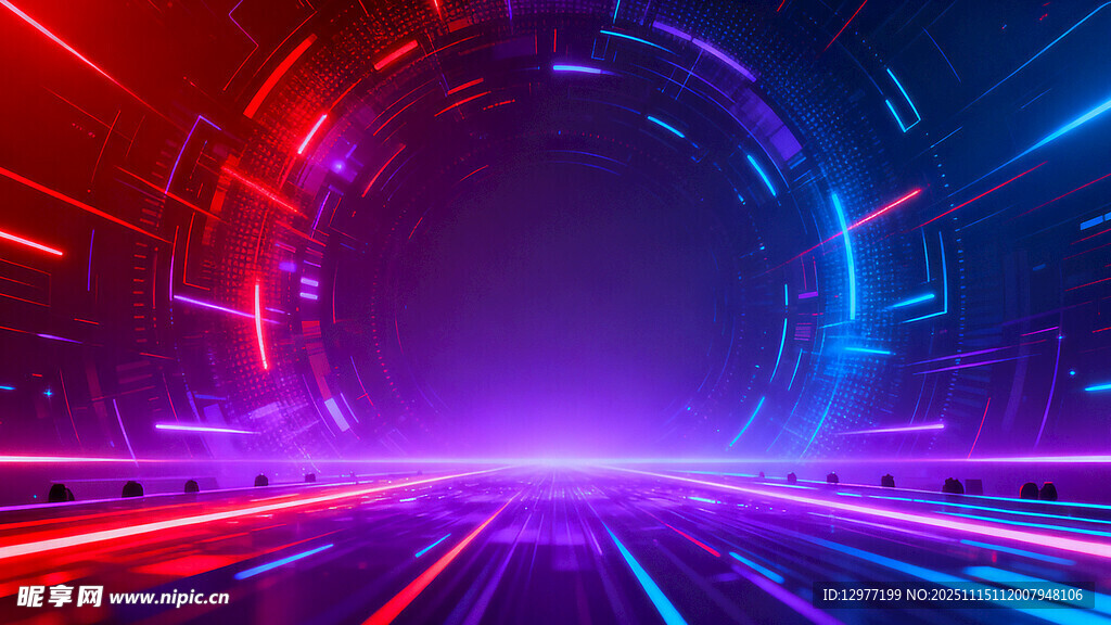 炫彩霓虹科幻未来空间