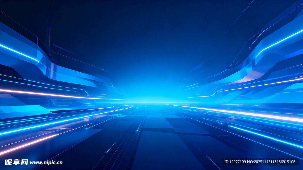 蓝色科技动感光线背景图