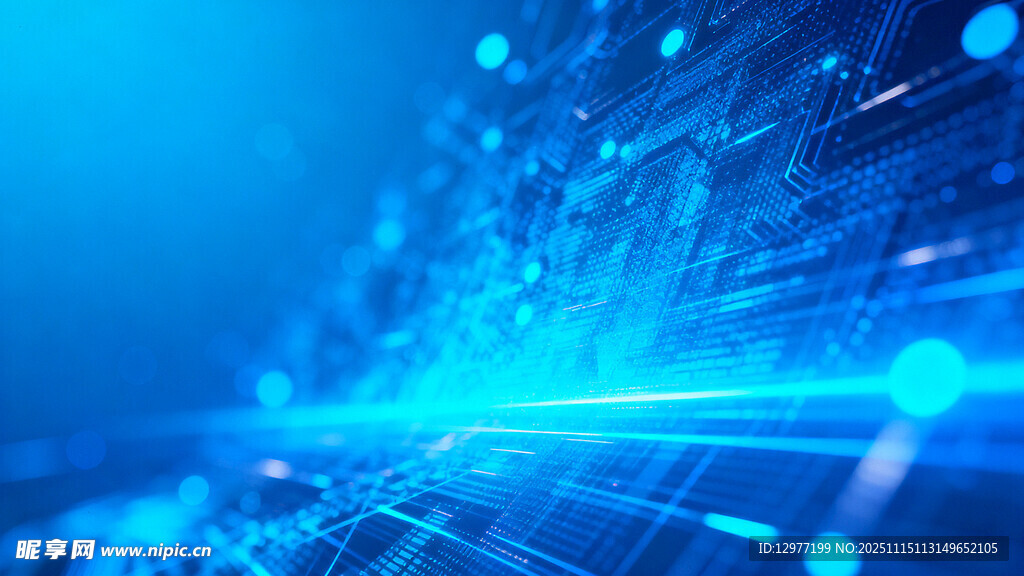 科技感蓝色线条光影背景