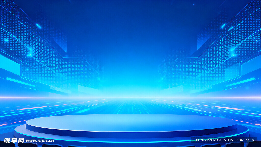 蓝色科技风舞台背景