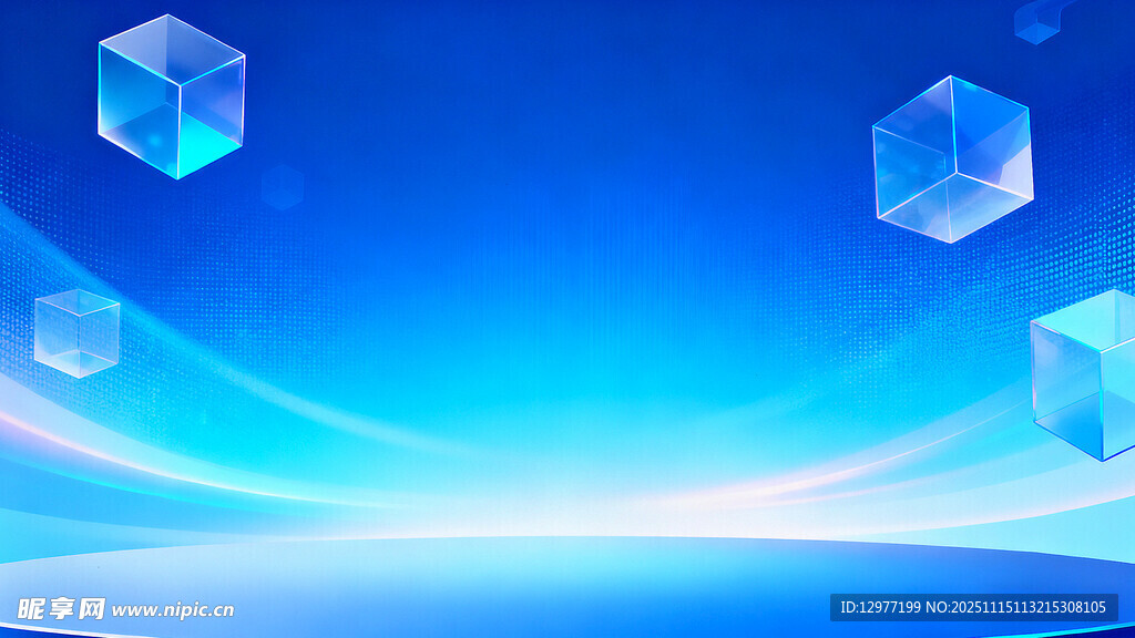 蓝色科技风立体几何背景图