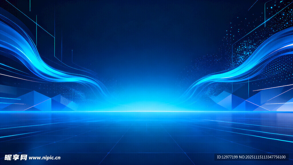 科技感蓝色光线未来场景