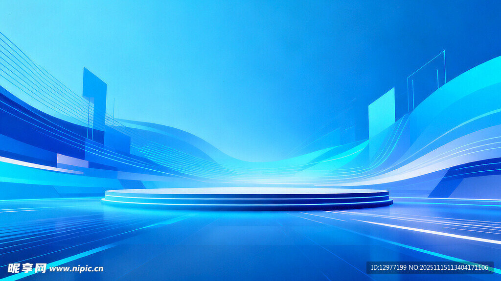 蓝色科技风抽象场景背景