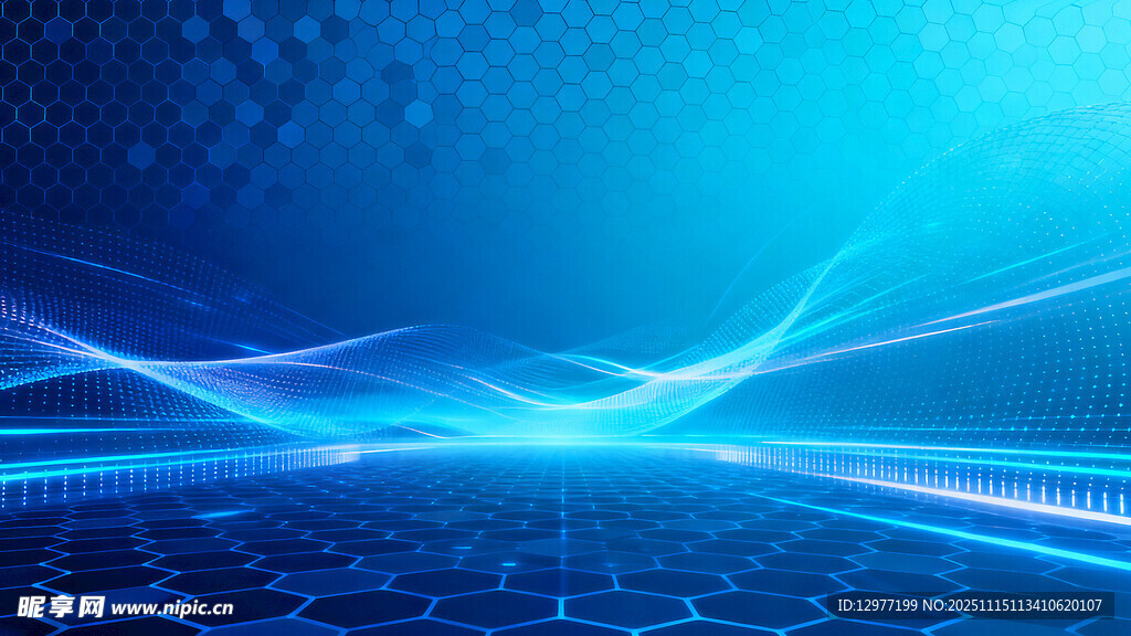 蓝色科技动感光线背景图