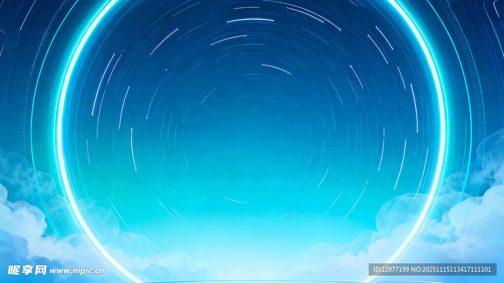 梦幻蓝色光环天空背景