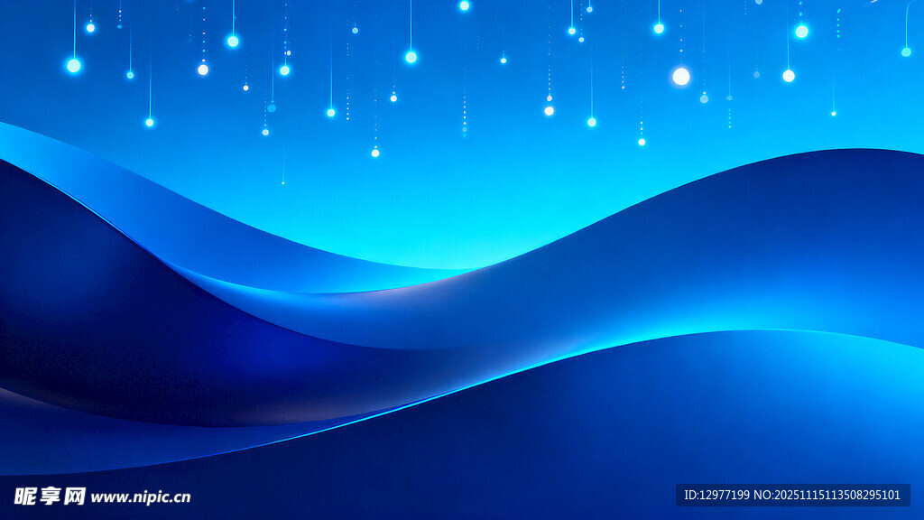 蓝色梦幻波浪星空背景图