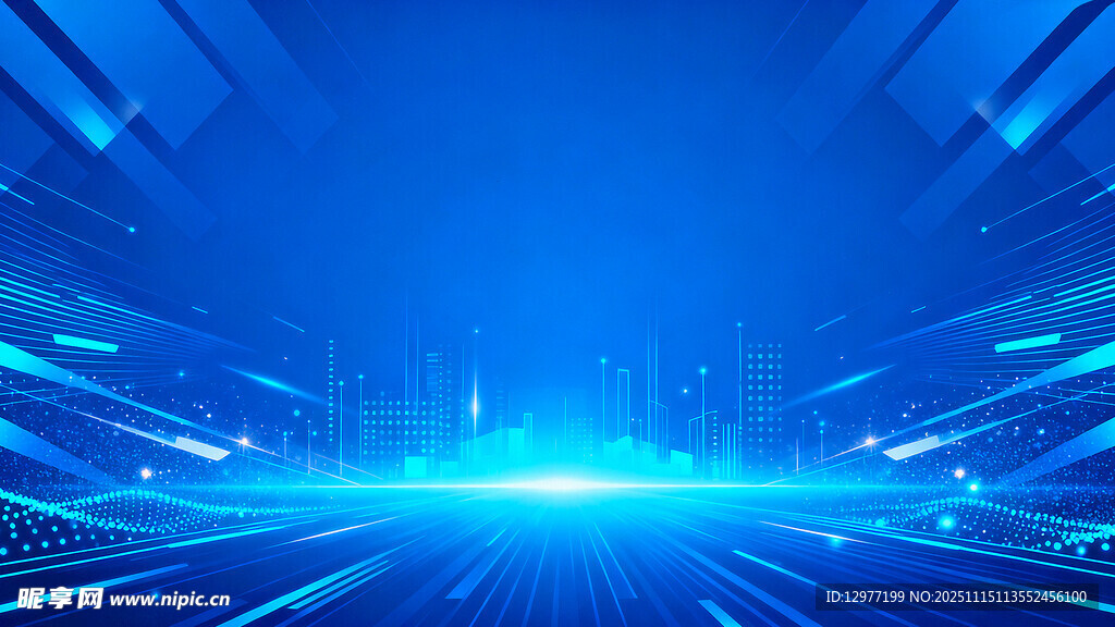 蓝色科技感光线背景图