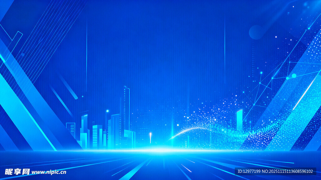 科技感蓝色未来城市背景