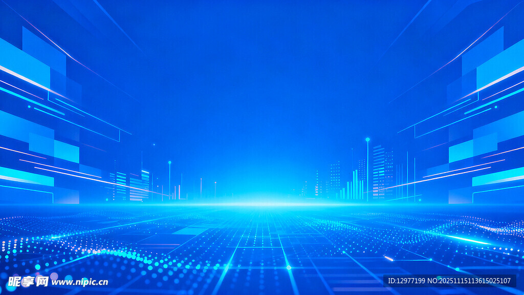 科技感蓝色未来城市背景
