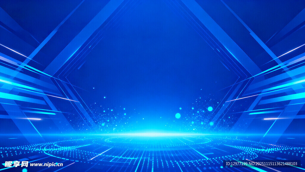 科技感蓝色光线舞台背景