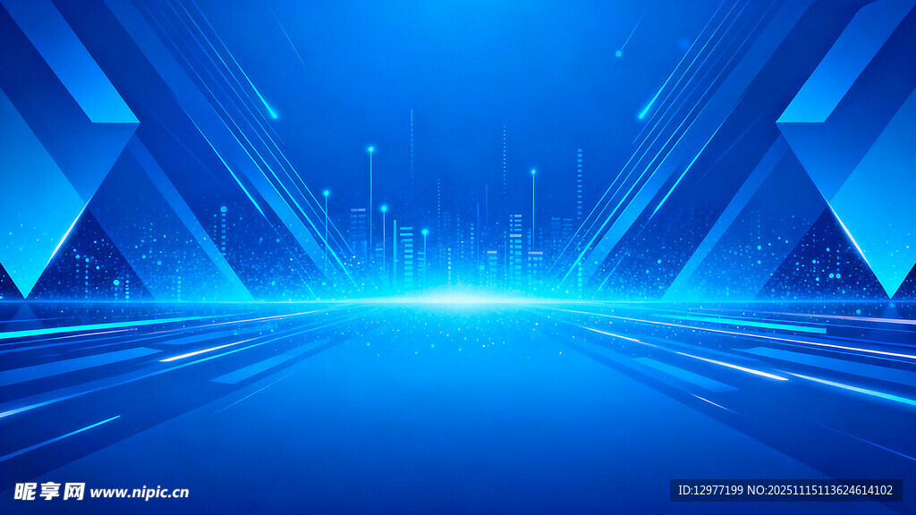 蓝色科技感未来通道背景