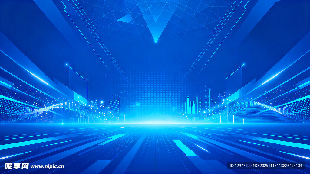 蓝色科技感未来光线背景