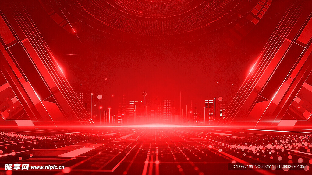 红色科技风未来感空间背景