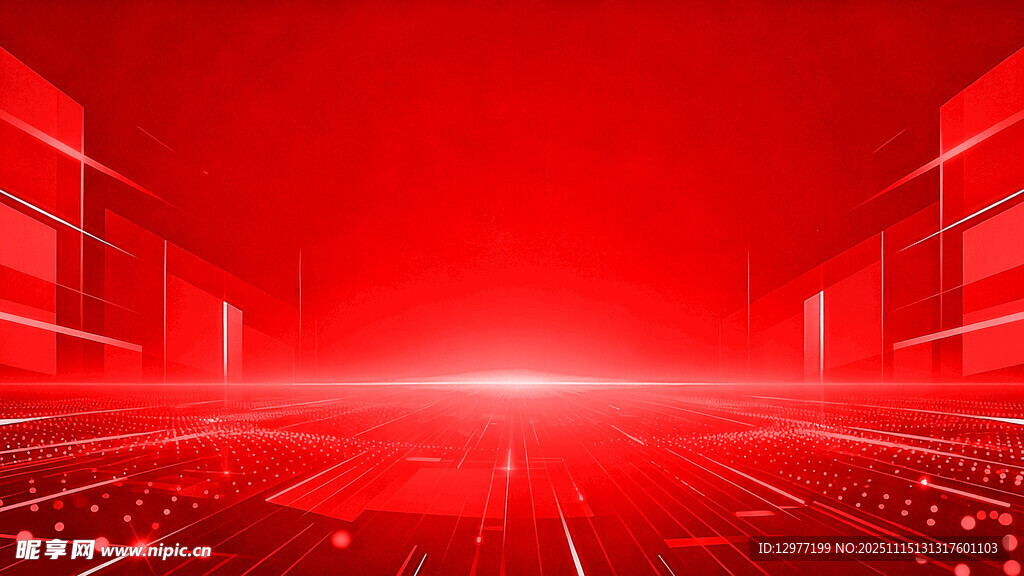 红色科技感未来空间场景