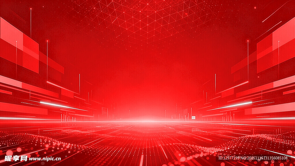红色科技感光线背景画面