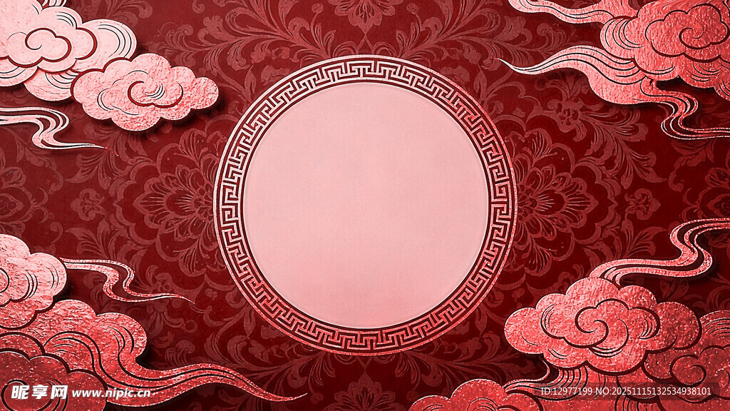 中式古典云纹圆形背景图