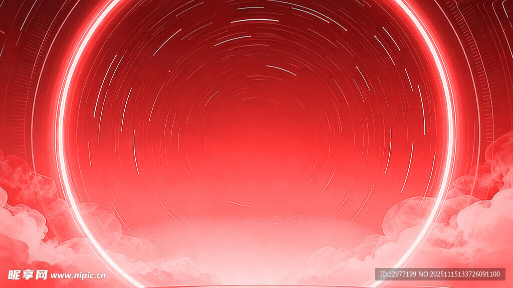 红色梦幻环形背景场景